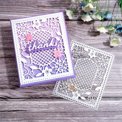 Inlovearts Grid and Flower Frame Background Board Cutting Dies