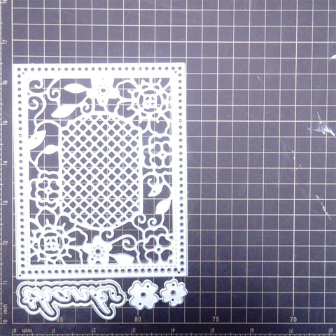 Inlovearts Grid and Flower Frame Background Board Cutting Dies