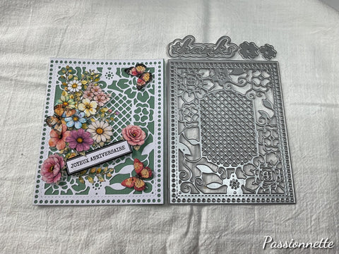 Inlovearts Grid and Flower Frame Background Board Cutting Dies