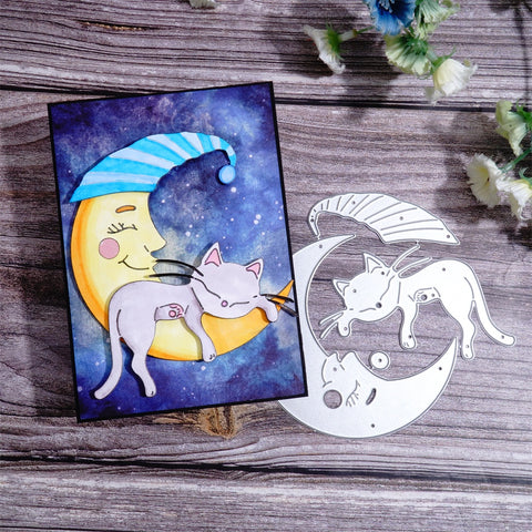 Inlovearts Cat Sleeping on the Moon Cutting Dies