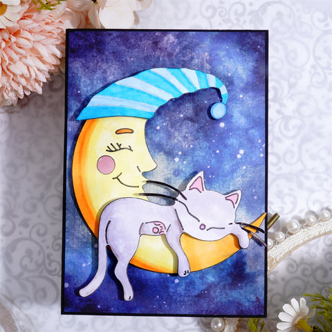 Inlovearts Cat Sleeping on the Moon Cutting Dies