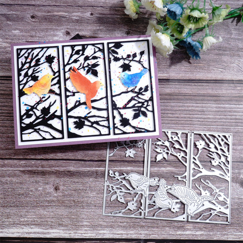 Inlovearts Three Birds in the Window Frame Cutting Dies