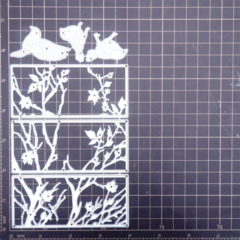 Inlovearts Three Birds in the Window Frame Cutting Dies