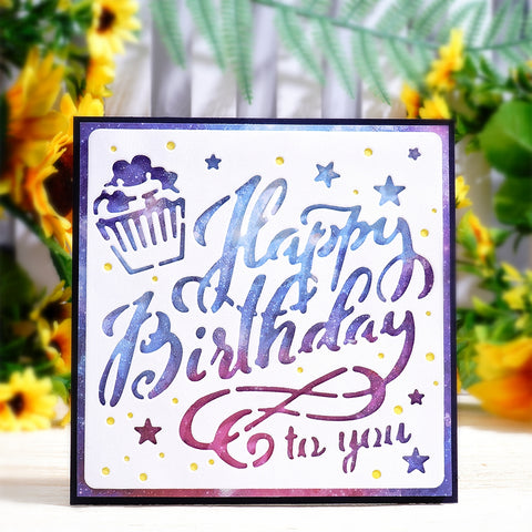 Inlovearts Cake and Stars "happy birthday to you" Cutting Dies