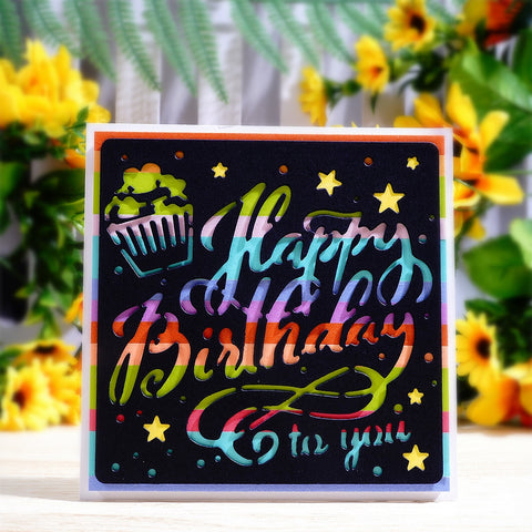 Inlovearts Cake and Stars "happy birthday to you" Cutting Dies