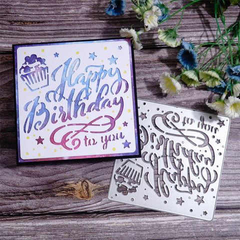 Inlovearts Cake and Stars "happy birthday to you" Cutting Dies