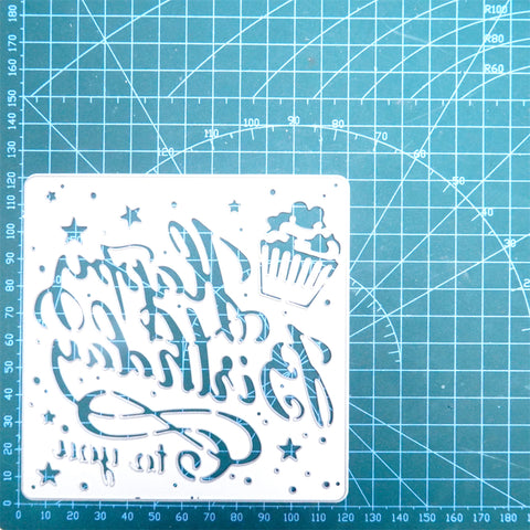 Inlovearts Cake and Stars "happy birthday to you" Cutting Dies