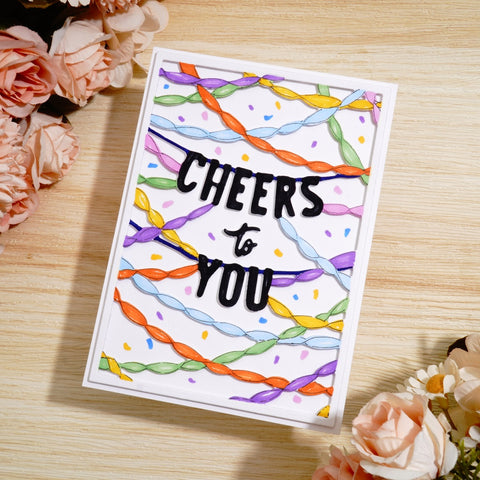 Inlovearts Cheers to You Ribbon Background Board Cutting Dies