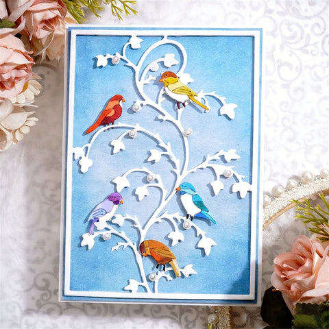 Inlovearts Birds Standing on Branch Background Board Metal Cutting Dies
