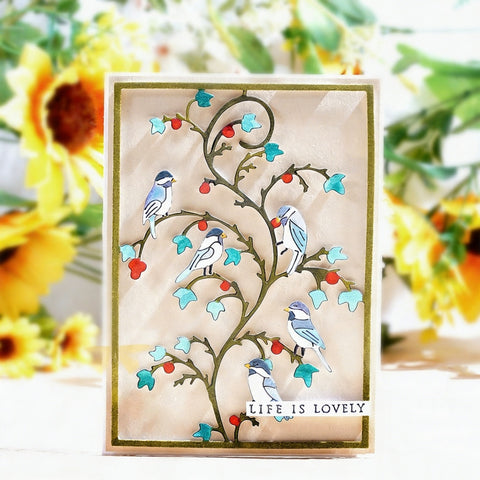 Inlovearts Birds Standing on Branch Background Board Metal Cutting Dies