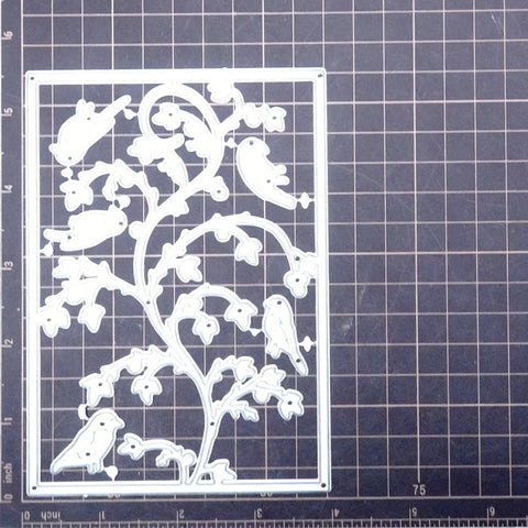 Inlovearts Birds Standing on Branch Background Board Metal Cutting Dies
