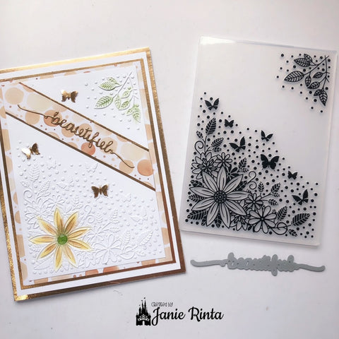 Inlovearts Butterfly Flower Decor Emboss Folder