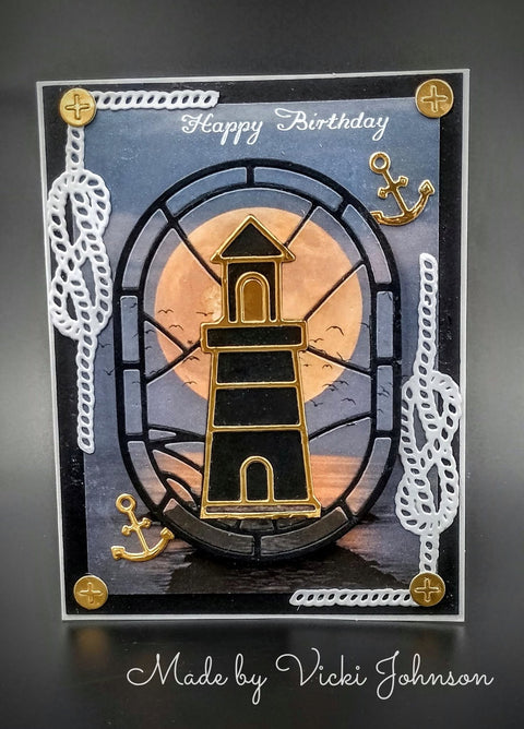 Inlovearts Lighthouse Oval Background Cutting Dies