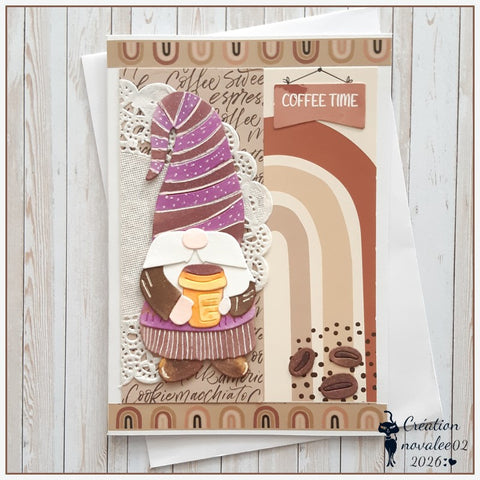 Inlovearts Gnome Drinking Coffee Cutting Dies