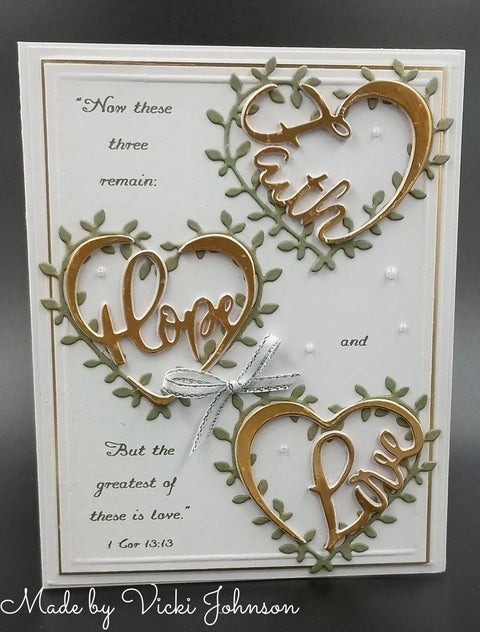 Inlovearts Heart Word Border in Clover Shape Cutting Dies