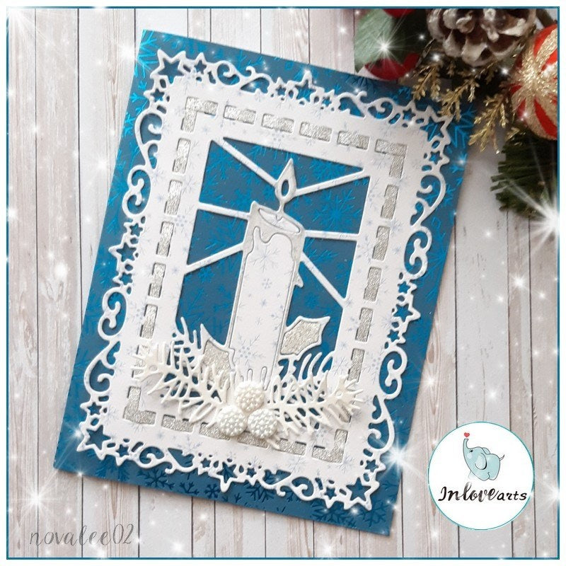 Inlovearts Christmas Candle Background Board Cutting Dies