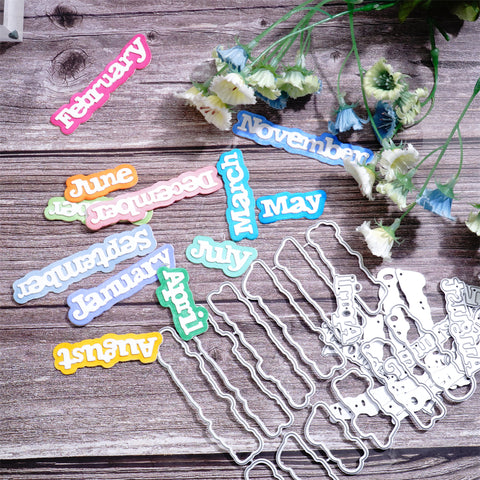 Inlovearts Twelf Months Word Cutting Dies