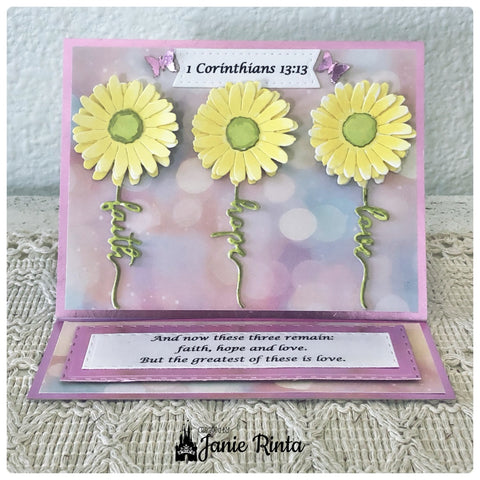 Inlovearts Sunflower with "Love, Faith, Hope" Word Cutting Dies