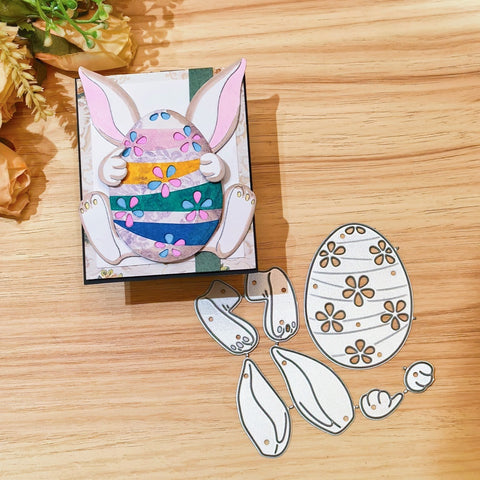 Inlovearts Rabbit Holding an Egg Cutting Dies