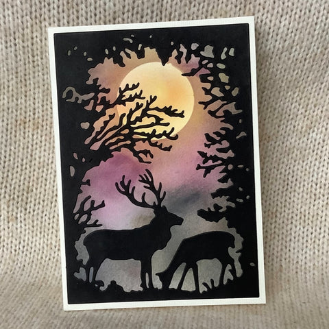 Inlovearts Deer in the Forest Background Board Cutting Dies