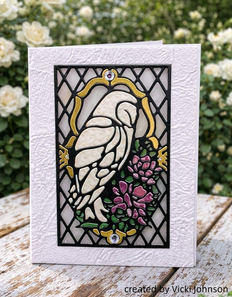 Inlovearts Owl with Vintage Pattern Background Board Cutting Dies