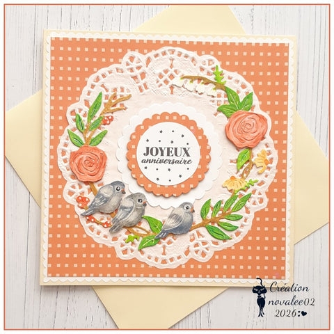 Inlovearts Flower Border and Birds Cutting Dies