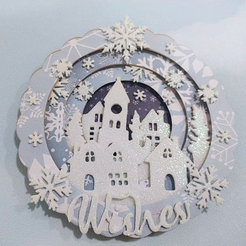 Inloveartshop Christmas Tree and Village Scenes Cutting Dies