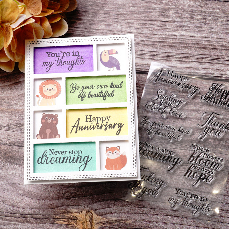 Inlovearts Thankful Words Clear Stamps