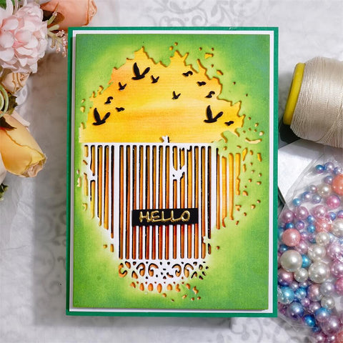 Inlovearts Flying Birds and Fence Background Board Cutting Dies