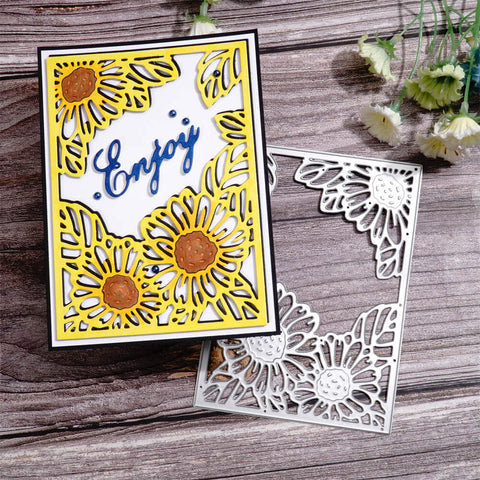 Inlovearts Sunflower Rectangular Background Board Cutting Dies