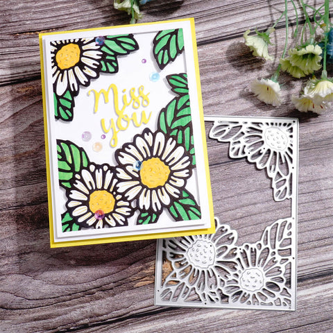 Inlovearts Sunflower Rectangular Background Board Cutting Dies