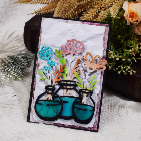 Inlovearts Bottles and Flowers Cutting Dies