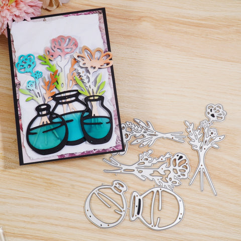 Inlovearts Bottles and Flowers Cutting Dies