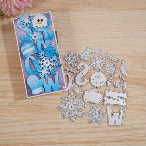 Inlovearts Snow Snowman Snowflake Cutting Dies