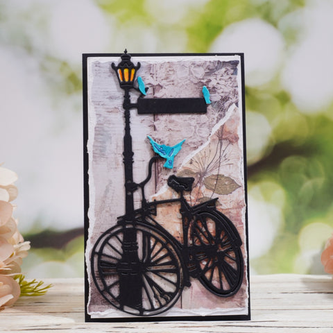 Inlovearts Bicycle Leaning against Lamppost Cutting Dies