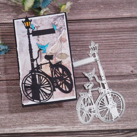 Inlovearts Bicycle Leaning against Lamppost Cutting Dies
