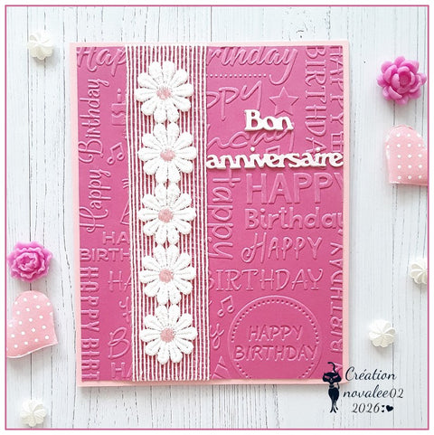 Happy Birthday Blessing Words Plastic Embossing Folder