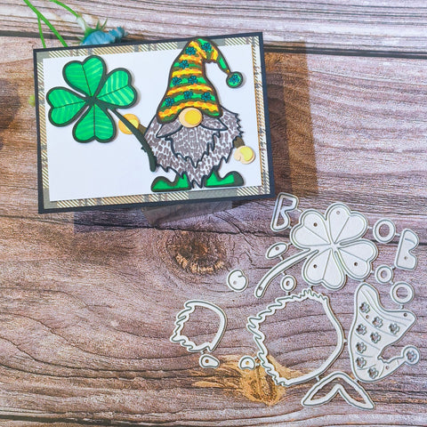 Inlovearts Gnome Holding Clover Metal Cutting Dies