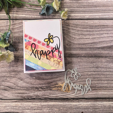 Inlovearts Happy Word Flower Cutting Dies