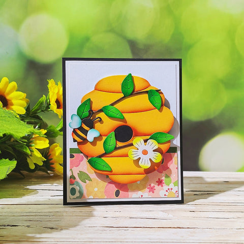 Inlovearts Honeycomb with Bee Flower and Leaf Cutting Dies
