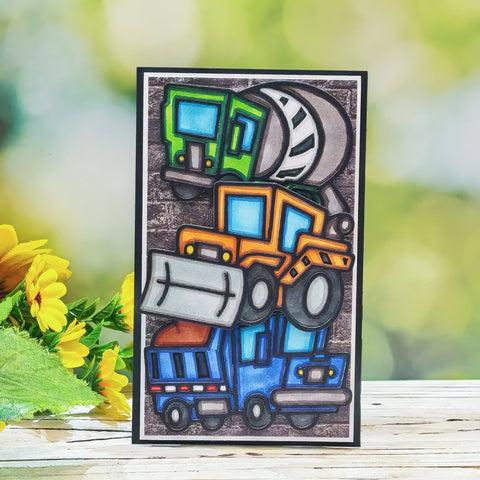 Inlovearts Three Construction Vehicles Cutting Dies