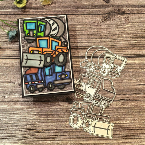 Inlovearts Three Construction Vehicles Cutting Dies