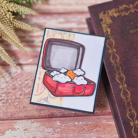 Inlovearts Suitcase Holding Clouds Cutting Dies