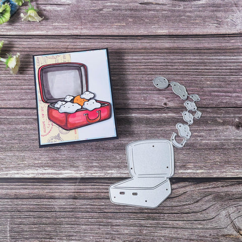 Inlovearts Suitcase Holding Clouds Cutting Dies