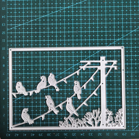 Inlovearts Birds on ‌Utility Pole Background Board Cutting Dies