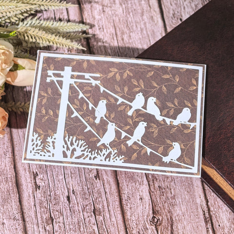 Inlovearts Birds on ‌Utility Pole Background Board Cutting Dies