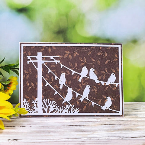 Inlovearts Birds on ‌Utility Pole Background Board Cutting Dies