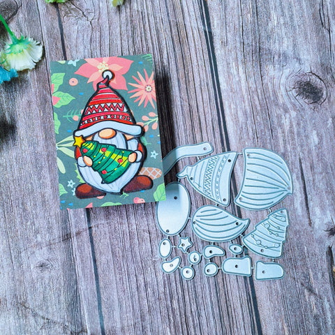 Inlovearts Gnome Holding Christmas Tree Cutting Dies