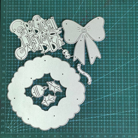 Inlovearts Merry Bright and Bowknot Wreath Cutting Dies