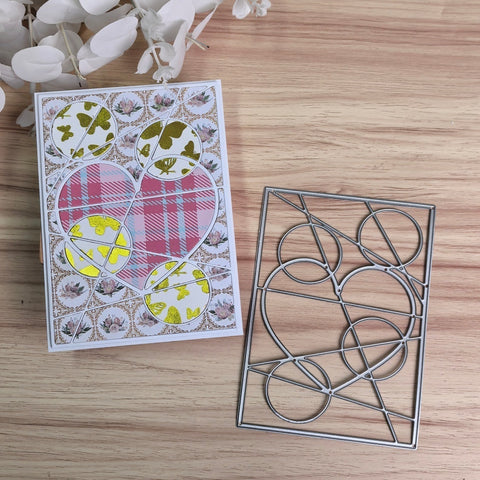 Inlovearts Heart and Circle Background Board Cutting Dies